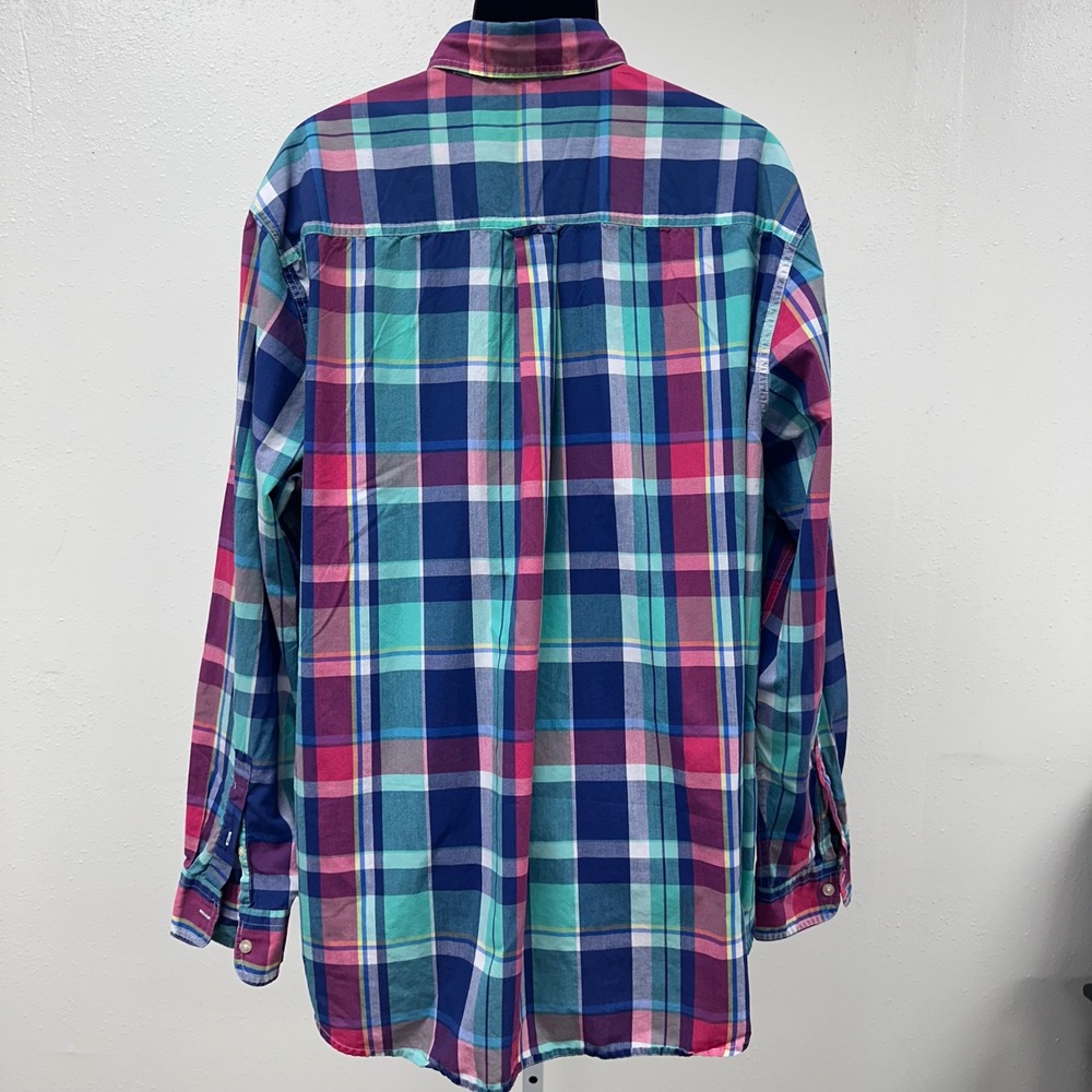 Chaps Plaid‎ Button Down Shirt Long Sleeve Easy Care Comfort Fit 2XL - Picture 7 of 13